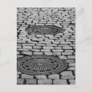 Gullideckel Manhole Paving Stones Cobbling Road Briefkaart