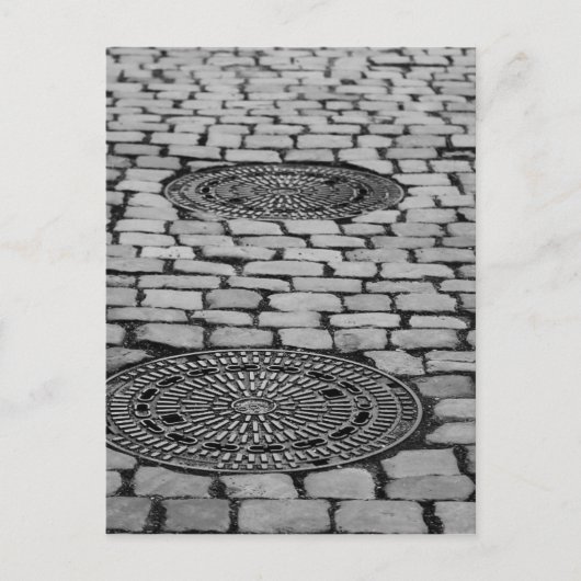 Gullideckel Manhole Paving Stones Cobbling Road Briefkaart (Voorkant)