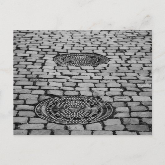 Gullideckel Manhole Paving Stones Cobbling Road Briefkaart (Voorkant)