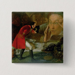 Gulliver die aan de Brobdingnag-boer is afgestaan Vierkante Button 5,1 Cm