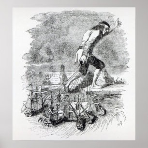 Gulliver die de vloot van Blefuscudian steelt Poster