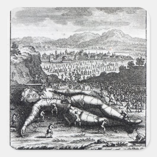 Gulliver die door de Lilliputians is gevangen Vierkante Sticker (Voorkant)