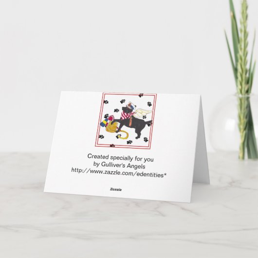 Gulliver's Angels Black Labrador "Bone Mot" Feestdagen Kaart (Achterkant)