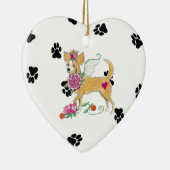 Gulliver's Angels Chihuahua Ceramic Heart Ornament (Rechts)