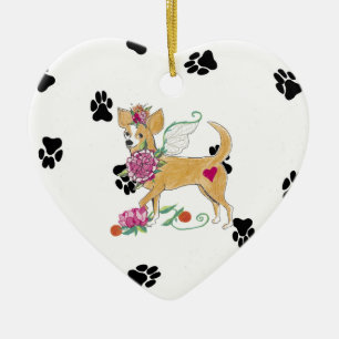 Gulliver's Angels Chihuahua Ceramic Heart Ornament