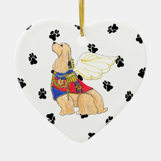 Gulliver's Angels Cocker Spaniel Ceramic Heart Keramisch Ornament (Voorkant)