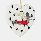 Gulliver's Angels Dapple Dachshund Ceramic Heart Keramisch Ornament (Rechts)