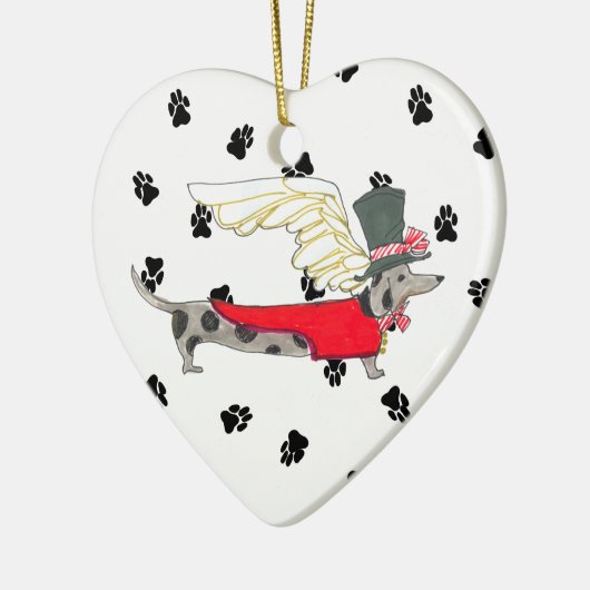 Gulliver's Angels Dapple Dachshund Ceramic Heart Keramisch Ornament (Links)