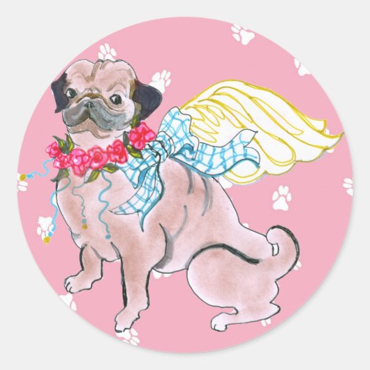 Gulliver's Angels Rosebud Pug Sticker (Voorkant)