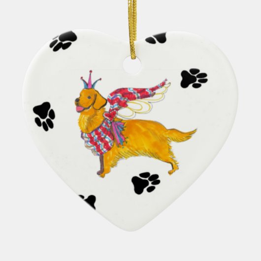 Gulliver's Golden Angel Ceramic Heart Ornament (Voorkant)