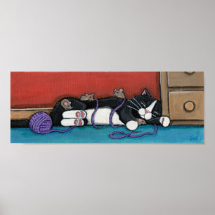 Gulliver's nap - Whimsical Cat Print