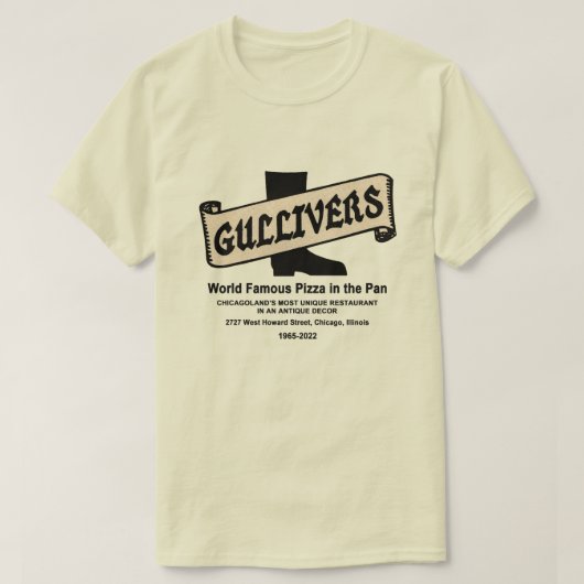 Gullivers Pizza & Restaurant, Chicago T-shirt (Design voorkant)