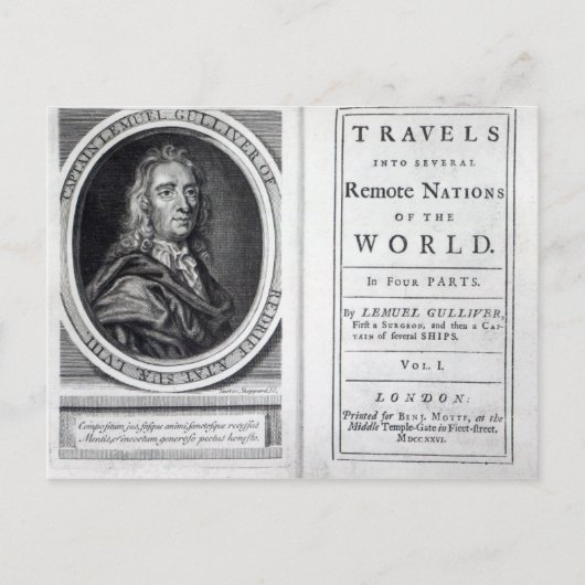 'Gulliver's Travels' door Jonathan Swift, 1726 Briefkaart (Voorkant)