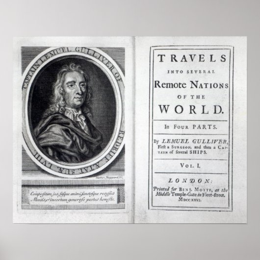 'Gulliver's Travels' door Jonathan Swift, 1726 Poster (Voorkant)