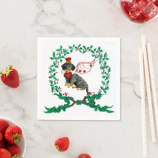 Gulliver's Wirehaired Teckel Kerst Servet (Insitu)