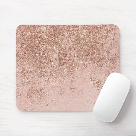 Gullle roos glitter marmer muismat (Met muis)