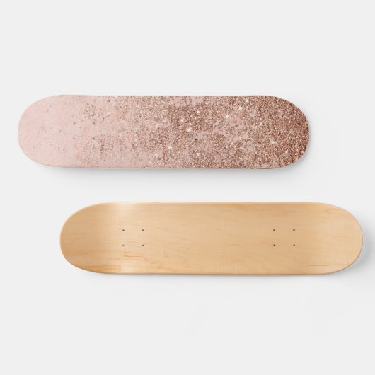 Gullle roos glitter marmer persoonlijk skateboard (Horizontaal)