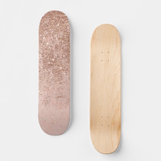 Gullle roos glitter marmer persoonlijk skateboard (Voorkant)
