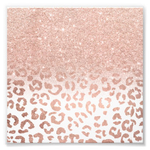 Gullle roos glitter ombre leopard foto afdruk