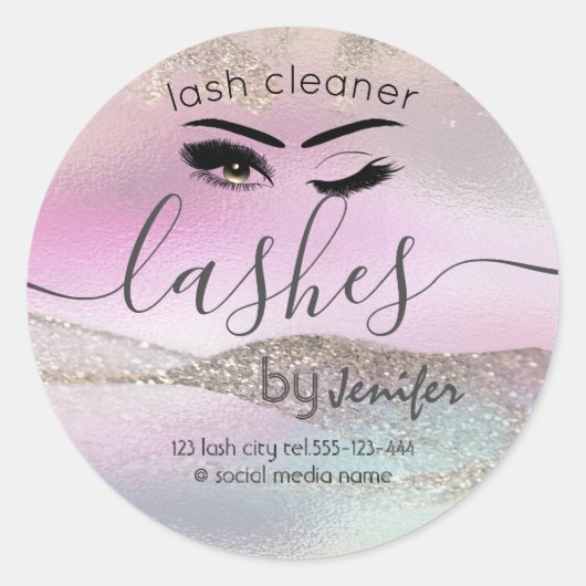 Gulllierwafelschoner voor holografisch roos ronde sticker (Voorkant)