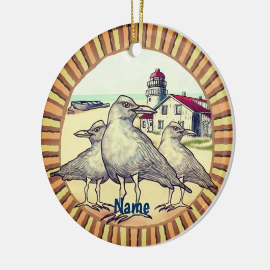 Gulls Lighthouse Keramisch Ornament (Links)