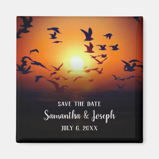 Gulls Sunset Photo Weddenschap Save the Date Magneet (Voorkant)