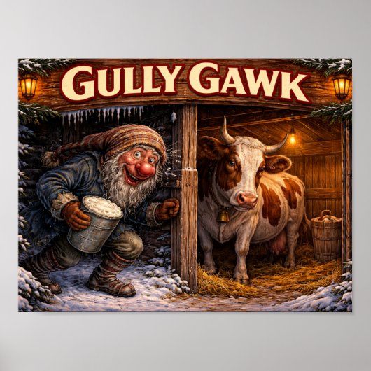 Gully Gawk Icelandic Yule Lad postcard Poster (Voorkant)