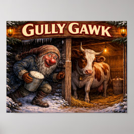 Gully Gawk IJslandse Yule Lad ansichtkaart Poster