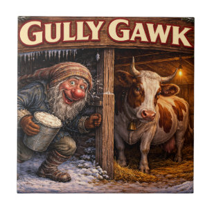 Gully Gawk IJslandse Yule Lad ansichtkaart Tegeltje