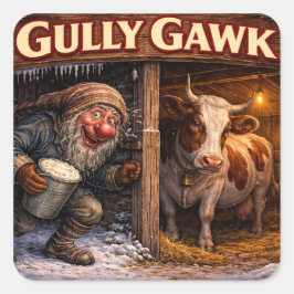 Gully Gawk IJslandse Yule Lad ansichtkaart Vierkante Sticker