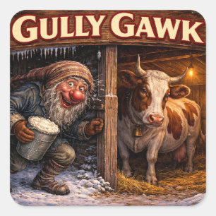 Gully Gawk IJslandse Yule Lad ansichtkaart Vierkante Sticker