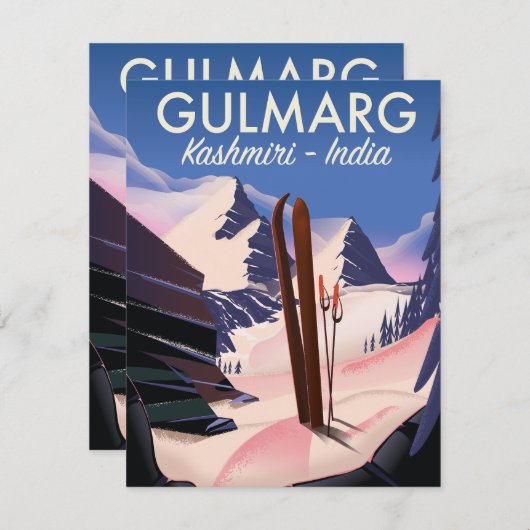 Gulmarg Kashmiri India Ski poster (Voorkant / Achterkant)