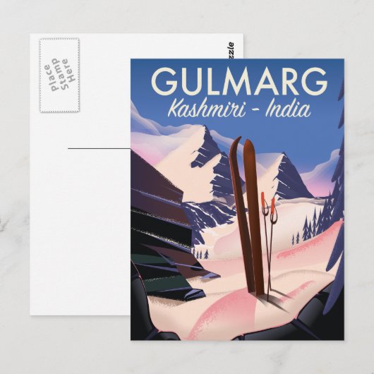 Gulmarg Kashmiri India ski poster Briefkaart (Voorkant / Achterkant)