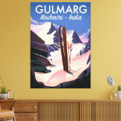 Gulmarg Kashmiri India Ski poster Canvas Afdruk (Insitu (Woonkamer))