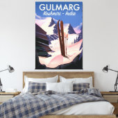 Gulmarg Kashmiri India Ski poster Canvas Afdruk (Insitu (Slaapkamer))