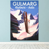 Gulmarg Kashmiri India Ski poster Canvas Afdruk (Insitu (Houten vloer))