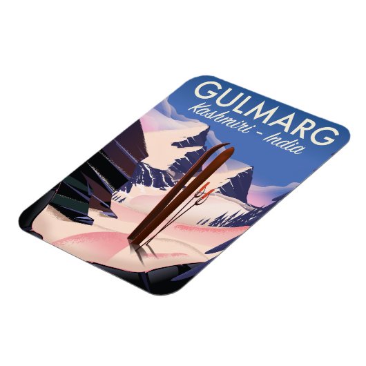 Gulmarg Kashmiri India ski poster Magneet (Linkerzijde)