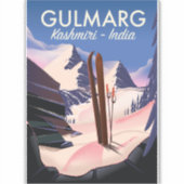 Gulmarg Kashmiri India ski poster Sticker (Voorkant)