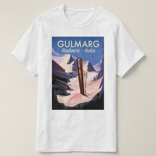 Gulmarg Kashmiri India Ski poster T-shirt (Design voorkant)