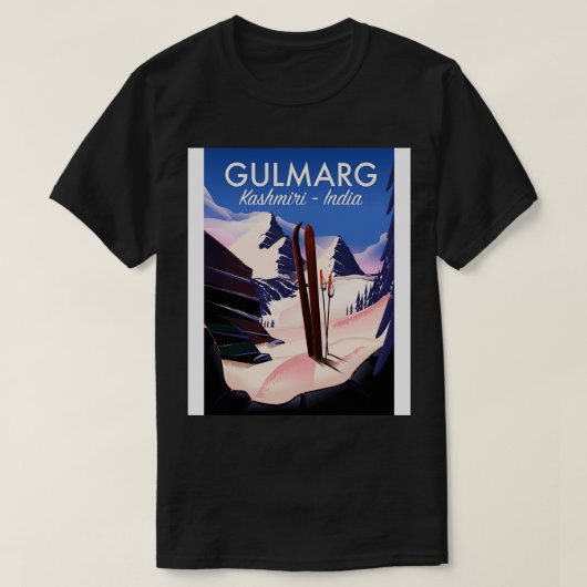 Gulmarg Kashmiri India Ski poster T-shirt (Design voorkant)