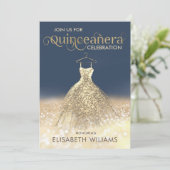 Gulniphoudende muggenjurk ombre Quinceañera Invi Kaart (Staand voorkant)