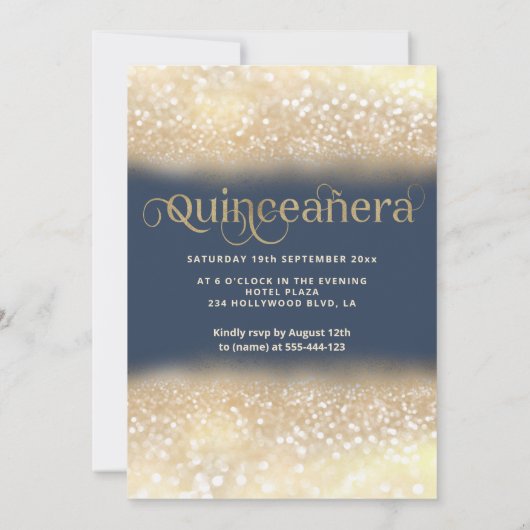 Gulniphoudende muggenjurk ombre Quinceañera Invi Kaart (Achterkant)