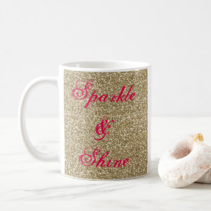 Guls en warmroze glitter Sparkle and Shine Koffiemok
