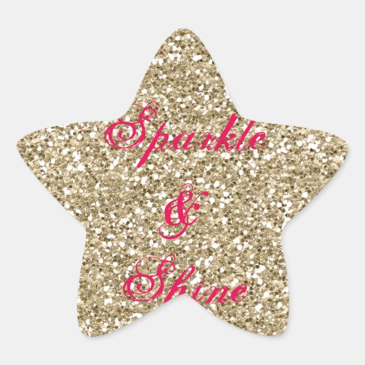 Guls en warmroze glitter Sparkle and Shine Ster Sticker (Voorkant)
