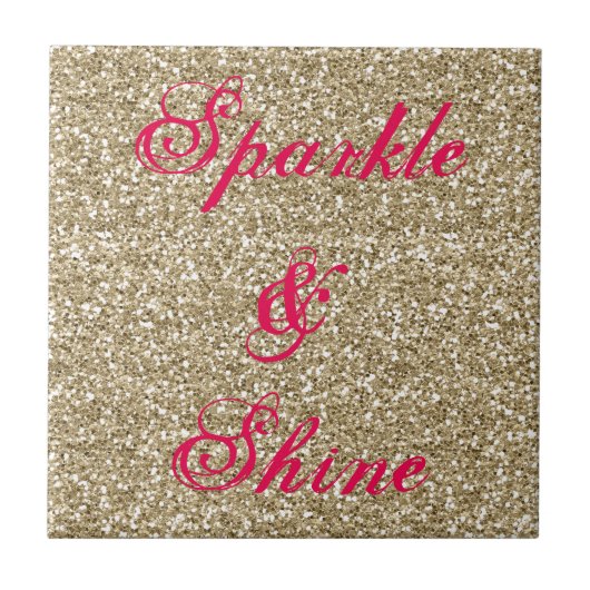 Guls en warmroze glitter Sparkle and Shine Tegeltje (Voorkant)