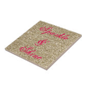 Guls en warmroze glitter Sparkle and Shine Tegeltje (Zijkant)