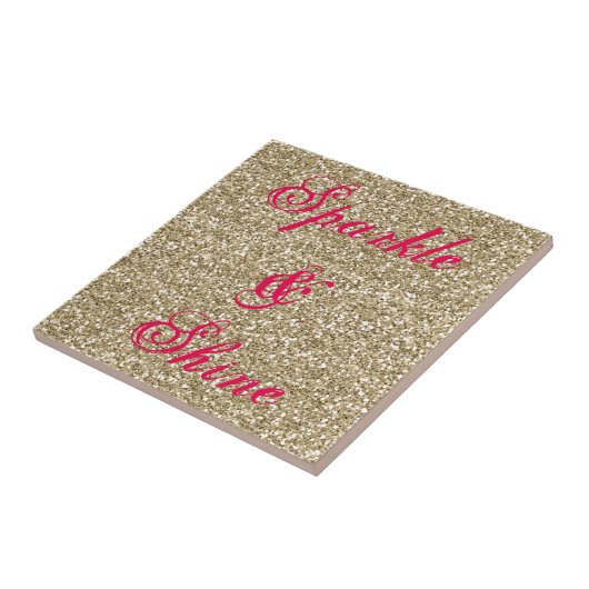 Guls en warmroze glitter Sparkle and Shine Tegeltje (Zijkant)