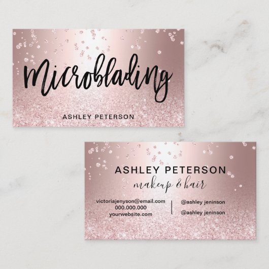 Gulsel van roos voor microblading Glitter metallic Visitekaartje (Voorkant / Achterkant)