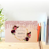 Gultieme glitterdrip voor het roos van 16-jarige v gastenboek