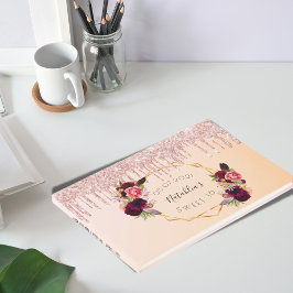 Gultieme glitterdrip voor het roos van 16-jarige v gastenboek